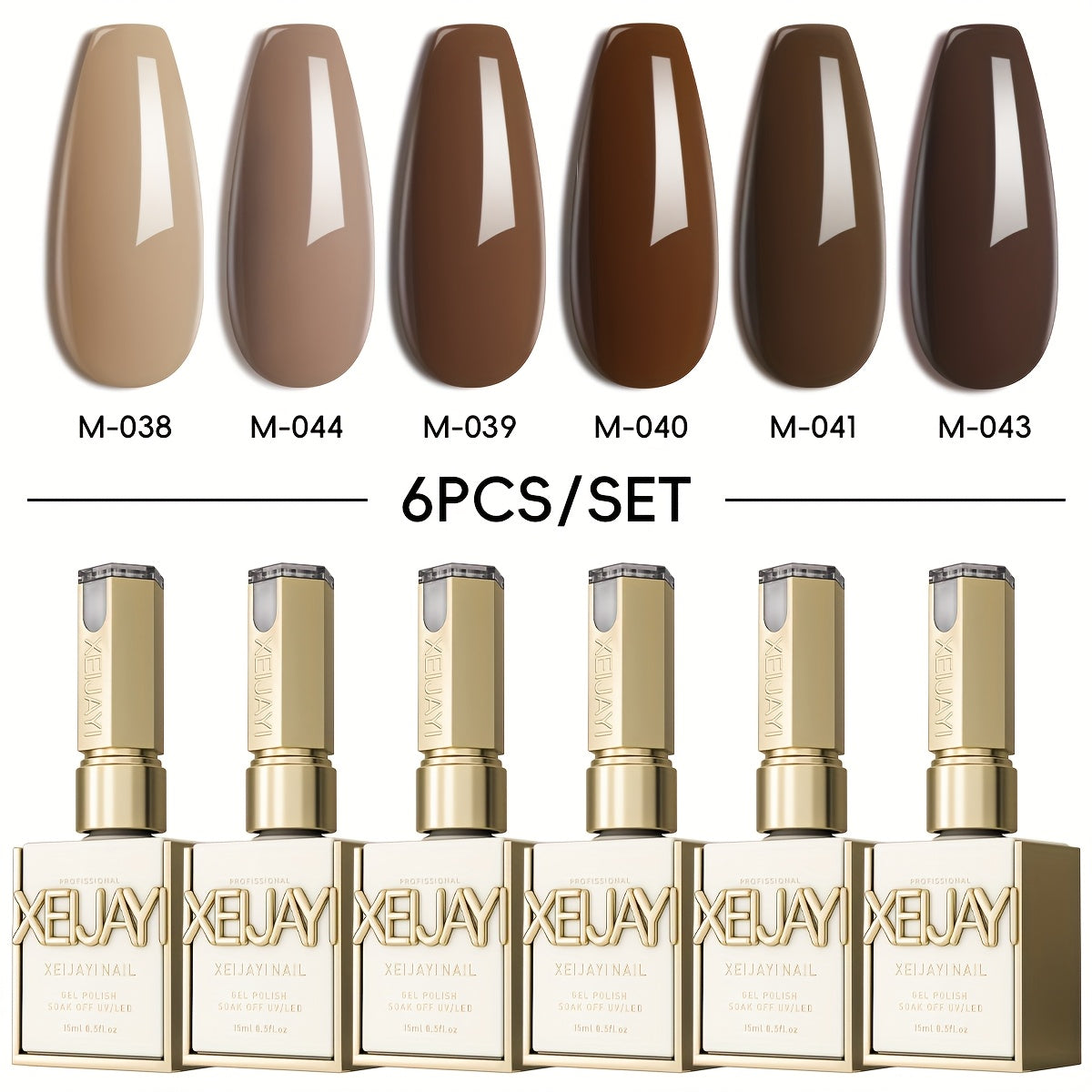 Gel Nail Polish Set 6 Colors Holographic Rainbow - 0.51oz Semi-Permanent Soak-Off LED Gel, Candy Macaroon Colors for Spring Nail Art, Frame Bottle Salon Quality Long-Lasting Nail Color Kit