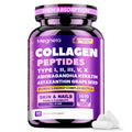 Collagen Powder Capsules - Type I, II, III, V, X with Vitamin C, Hyaluronic Acid & Biotin | for Skin Hydration & Elasticity, Hair & Nail | for Men & Women, 3-Party Tested, 90 Capsules