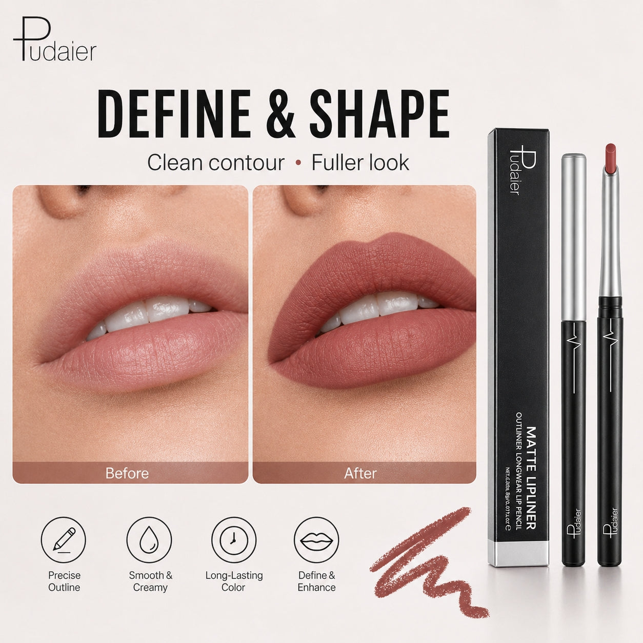 MATTE LIP LINER OUTLINER LONG-LASTING – Long-lasting, Non-fading, Non-stick to Cups, Not Easy to Remove, Perfect Holiday Gift
