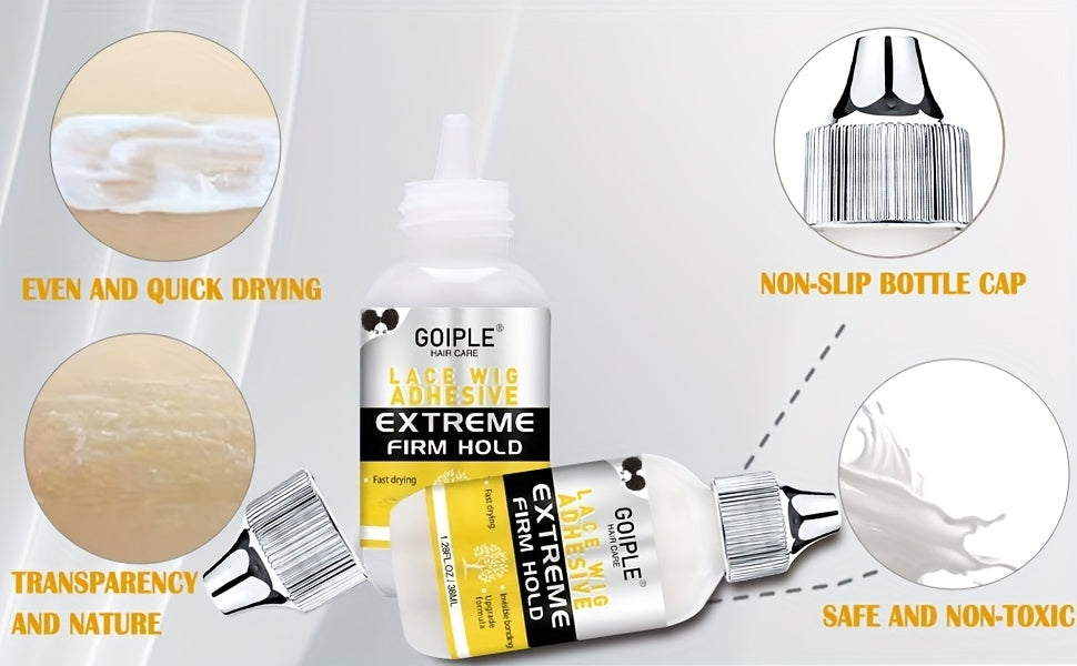 Goiple Lace Wig Glue Tool Set Melting Spray Adhesives Adhesives Remover Strong Fixation Quick-drying Lasting No Residue Suitable for Trimming And Fixing Wigs Essential Tools for Wearing Wigs Beginner's Simple Auxiliary Kit