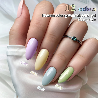 Gel Nail Polish Set 12 Colors | Candy Macaroon Bright Nails Semi Permanent Soak Off UV LED Nail Art Kit | Spring Summer Nail Gel for Salon & DIY Manicure 0.51oz
