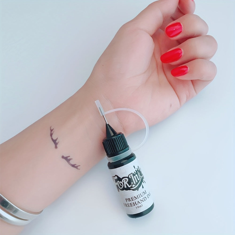 8 Bottles For. Ink Tattoo Ink Set, Mixed Color System, Hollow Template Stencils, Semi-Permanent Body Art, Waterproof, Long-Lasting, Creative Design for Parties, Holidays, Special Occasions