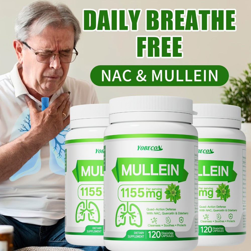 [LUNC CLEANSING CAPSULES] 45000Mg Mullein And NAC for Mucus Removal And Dry Cough Support Airway, Respiratory System, Immune Health, Seasonal Or Year-Round Dietary Supplement, Vitamins And Supplements, Local Warehouse | Family Gifts And Christmas