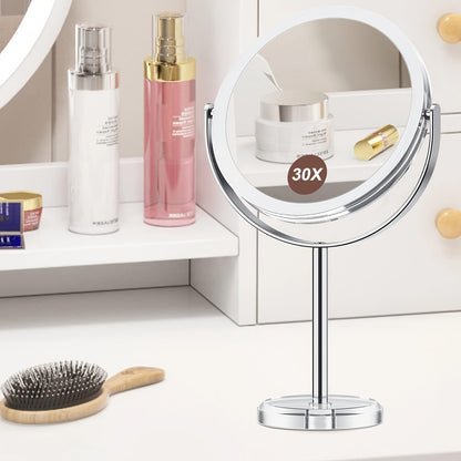 Magnifying Makeup Mirror 30X - Dual Sided 1X/30X Vanity Mirror with 360° Rotation, Detachable Design, Chrome Stainless Steel Frame, Tabletop Portable Mirror for Travel & Home, Gift