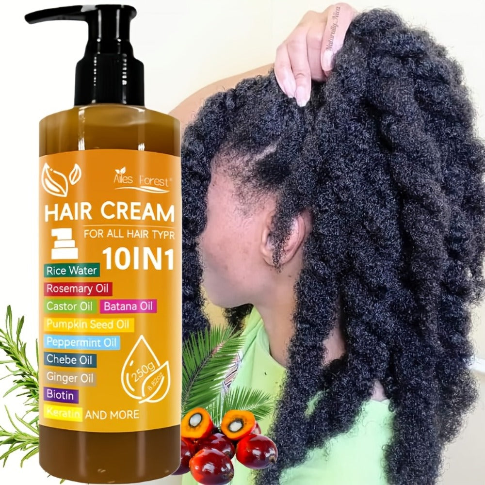 10-In-1 Hair Essence - High Permeability Hair Care Film, Containing Batana Oil, Rosemary Oil, Castor Oil, Biotin, Keratin, Ginger, Scallop Oil, Mint, Pumpkin Seeds And Rice Water, to Dry And Damaged Hair, Scalp Care, Make Hair Look Thicker