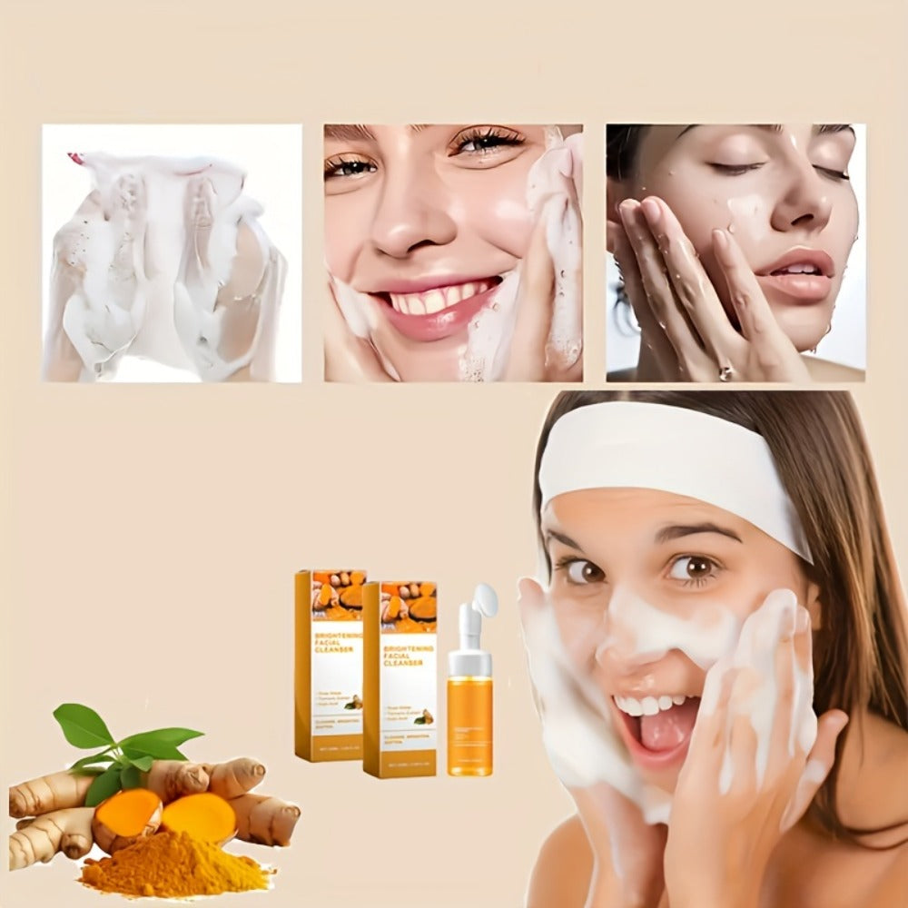 2pcs Turmeric Skincare Facial Cleanser, Controls Oil, Refines Pores, Deeply Cleanses The Face, Moisturizes The Skin, Gently Balances Oil, Rich in Kojic Acid And Turmeric, Suitable for Both Men And Women, The Best Christmas Gift, Travel-Friendly