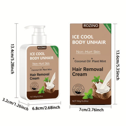 Coconut Waxing Hair Removal Cream 150g Painless Semi-Permanent – Depilatory for Face Lip Underarm Legs Arms & Bikini Area, Gentle Non-Irritating Formula for Women Sensitive Skin Up to 6 Month Results