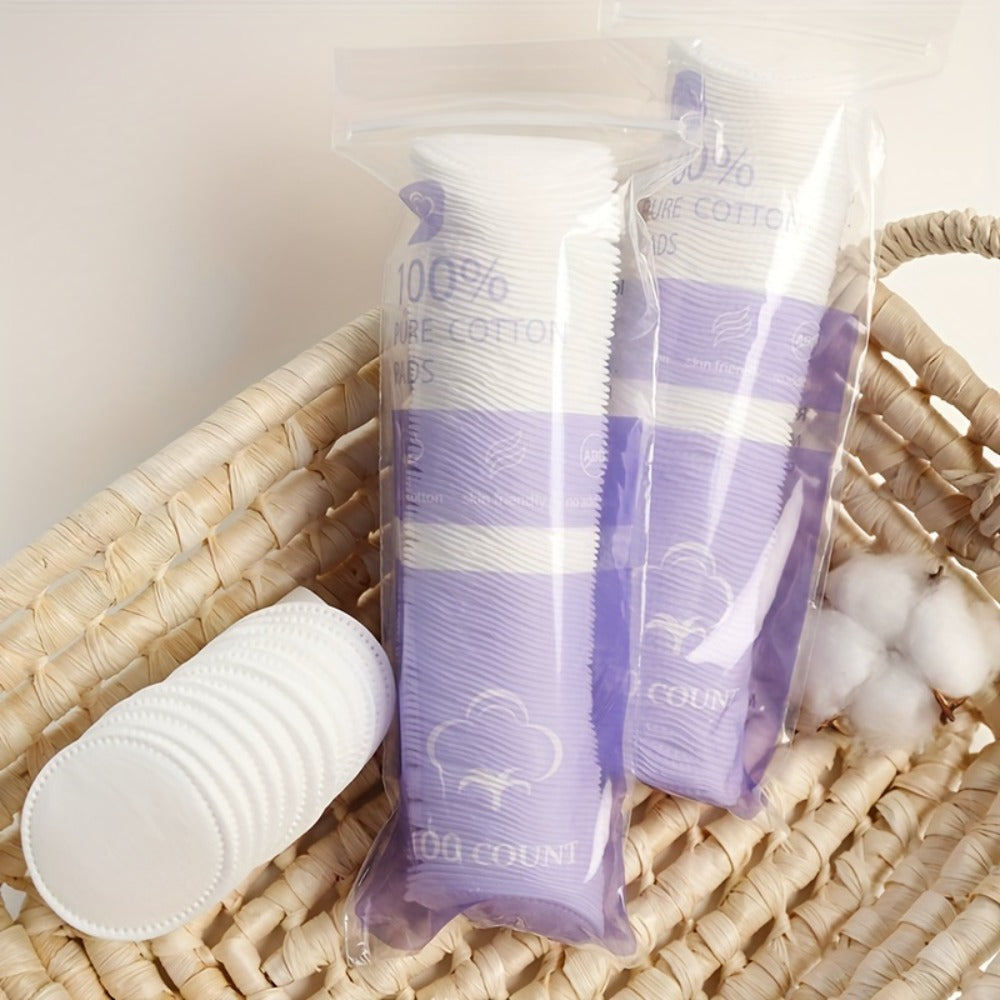 300pcs/600pcs Thicker Round Cotton Pads, 100% Cotton Makeup Removal Cotton, Gentle and Softer, Double-Sided Use, Hypoallergenic, for Wet & Dry Use, Ideal for Face & Eye Cleansing, Toner Application, Nail Polish Remover
