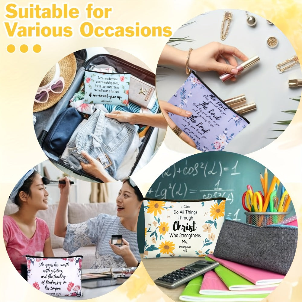 Set of 30 Christian-Themed Cosmetic Bags Featuring Bible Verses, Perfect for Religious Gifts. These Inspirational Scripture Pencil Pouches Come with Zippers, Ideal for Travel And As Church Favors for Women