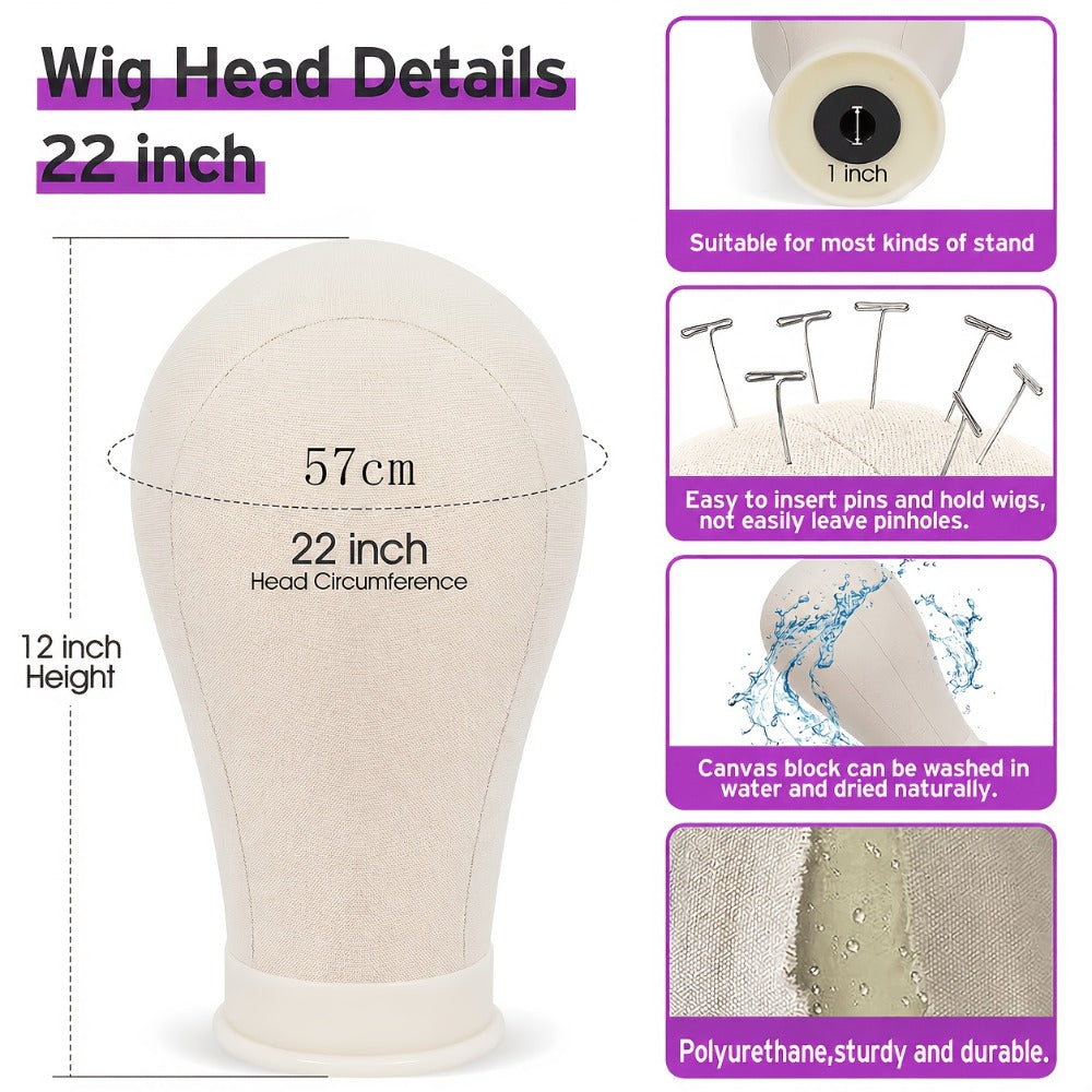 Mannequin Head with Adjustable Wig Stand Set - 22 Inch Reinforced Manikin Head for Wigs Cosmetology Hair Styling Practice Pink Black White