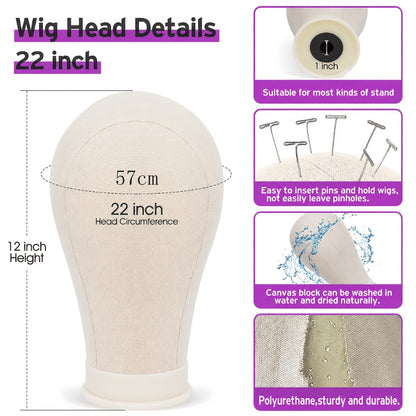 Mannequin Head with Adjustable Wig Stand Set - 22 Inch Reinforced Manikin Head for Wigs Cosmetology Hair Styling Practice Pink Black White