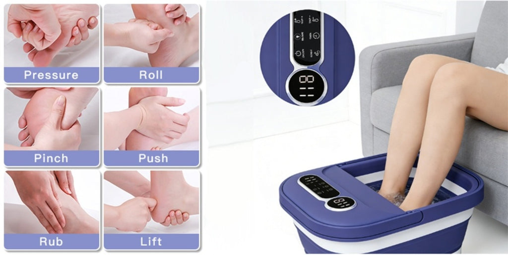 Collapsible Foot Spa And Massager With Heater And Temperature Control, Foot Bath Bowl With Bubbles, Six Massage Rollers, Vibration And Red Light, Foot Soak. Best Mothers Day Gifts