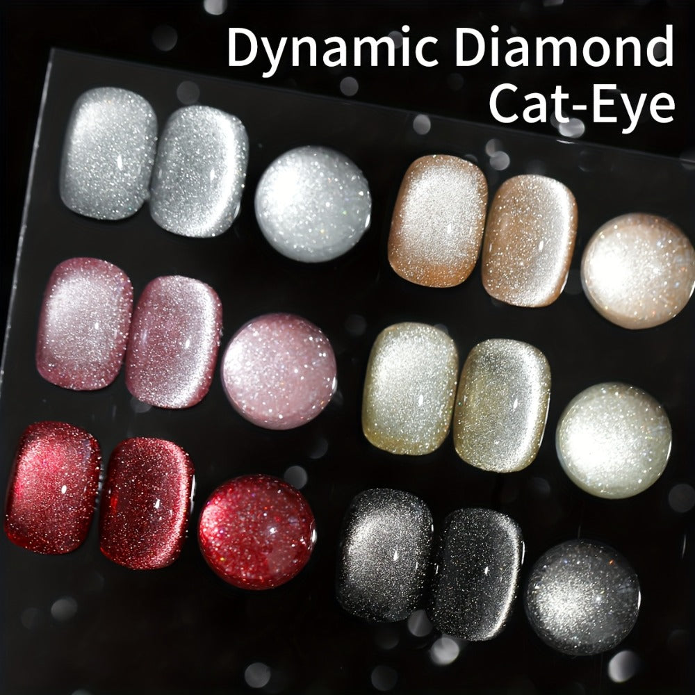 Cat Eye Nail Trends 2025 Holographic Nail Art 6Colors Set 0.51oz Reflective Cat'S Eye Magnetic Nail Gel Soaking LED Gel Salon Female Nail Art Tools Fashion Nail Gel