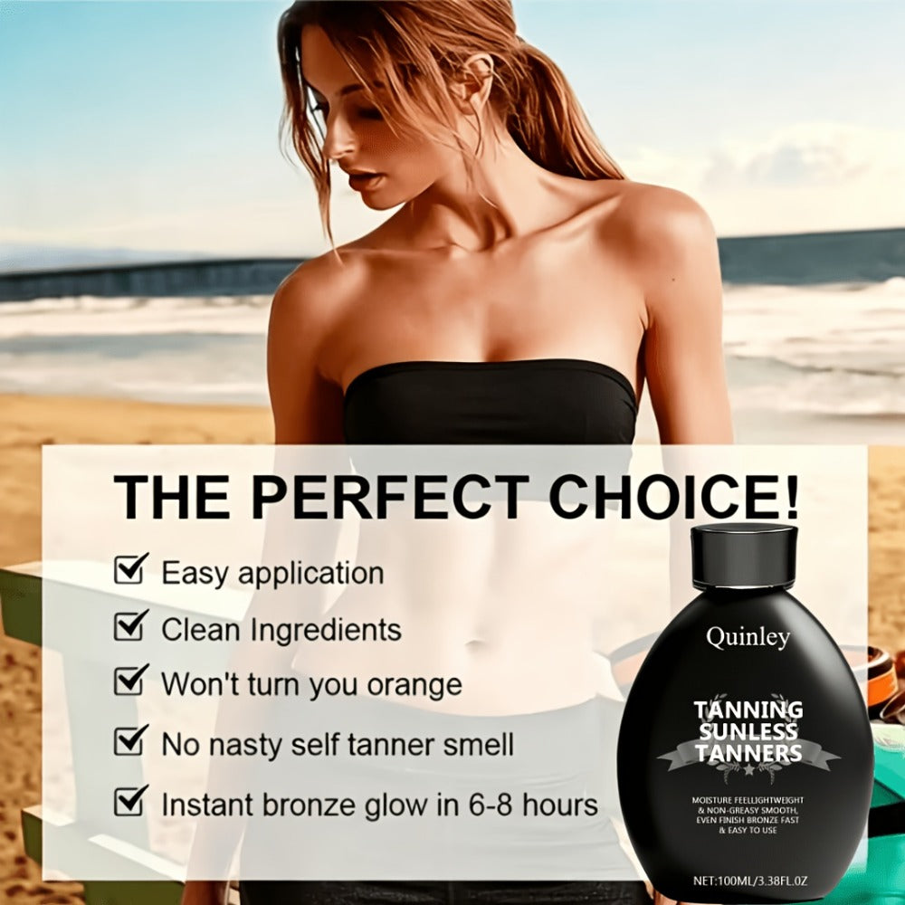 3.38oz Sunless Tanner Lotion, Instant Deep Glow, Smooth Hydration, Twist Cap, Lightweight Non-Greasy, Beach-Ready Self-Tanner For Natural Bronze, Tan& Golden