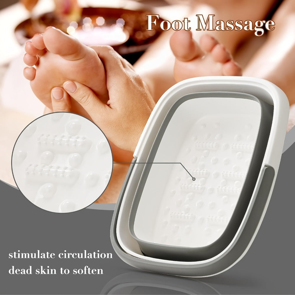 Collapsible Foot Soak - Sturdy Travel Spa Container with Handle, Compact Design for Home, Salon, And On-The-Go - Easy to Clean Foot Soak Container And Laundry Basket, Robust Build
