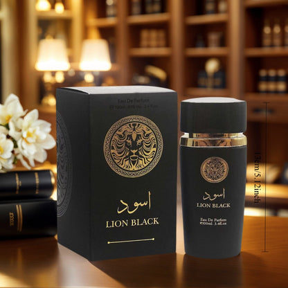 Oriental Perfume for Men Eau de Parfum 3.4oz | Lion Black Arabian EDP Spray Long Lasting | Bold Masculine Fragrance Dates Daily Parties Valentine Gift Him