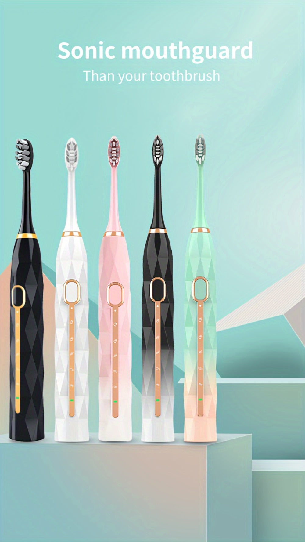Sonic Electric Toothbrush That Is with an IPX8 Rating, Includes 8 Replacement Brush Heads, a Travel Case, And USB Charging. It Features a Metal Shaft Suitable for Both Adult Males And Females, Comes with a Toothbrush Holder