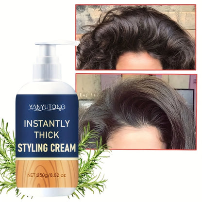Hair Thickening Cream for Men & Women - Instant Volume & Fluffiness Boost, Lightweight Non-Greasy Formula, Plant-Based Squalane & Rosemary, Moisturizing Styling Cream for All Hair Types, 250g