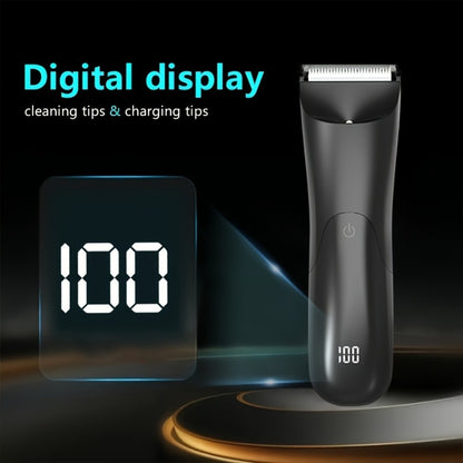 Men's Electric Groin Body Hair Trimmer Ceramic Blade USB Rechargeable Dry Wet Shaver 2 Protective Covers 500mAh Lithium Battery Valentine Father's Day Gift