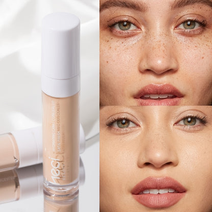 Concealer & Highlighter Set 2 Pcs - Buildable Coverage Liquid Concealer with Contour Stick, Hydrating Pore-Minimizing Long-Lasting Formula for Blemishes & Dark Circles