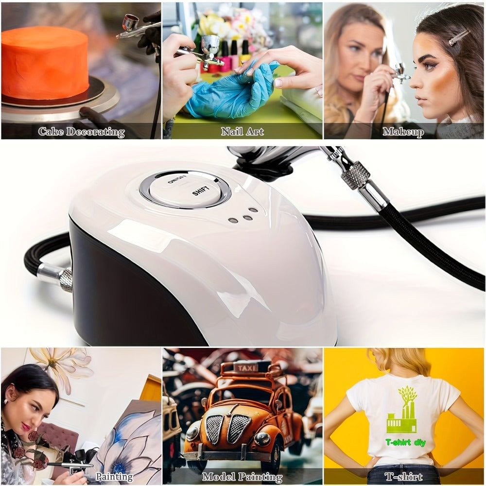 Airbrush Kit Portable Dual-Action Airbrush Gun And Mini Air Compressor Set for Make Up, Art Painting, Cake, Manicure, Spray Model, Craft, Hydrating And Beauty, And More