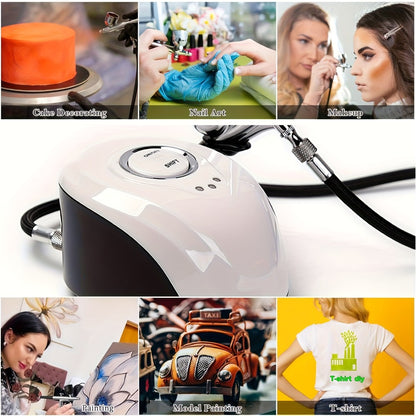Airbrush Kit with Mini Air Compressor Dual-Action Gravity Feed 0.3mm Needle - Portable Makeup Nail Art Cake Painting Craft Body Art Airbrush Gun Set