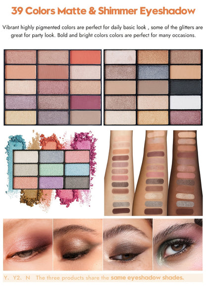 Makeup Kit for Women 58 Colors All-in-One Professional Set with Mirror - Eyeshadow Compact Powder Blusher Lipstick Eyeliner Mascara Eyebrow Pencil Glitter Gel Complete Makeup Gift Set for Girls
