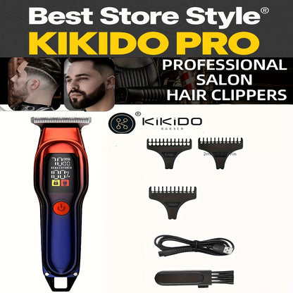 Electric Hair Clipper USB Rechargeable — KK-A2 Portable Hair Trimmer with LED Display, 2-Speed Adjustable 0-100 RPM, Interchangeable Limit Comb, Fast Charging, Home & Travel Grooming