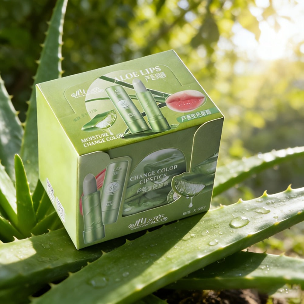12pcs Box of Natural Aloe Vera Lip Balm: Moisturizing, Hydrating, Waterproof & Anti-Chap Color Changing Lip Care