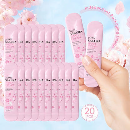 Hand Cream Bulk Pack 20pcs Cherry Blossom LAIKOU Japanese Vitamin C & Glycerin Moisturizing – Deep Hydration for Dry Skin, Nourishing Hand Lotion Mini Travel Size Gift Set for Women