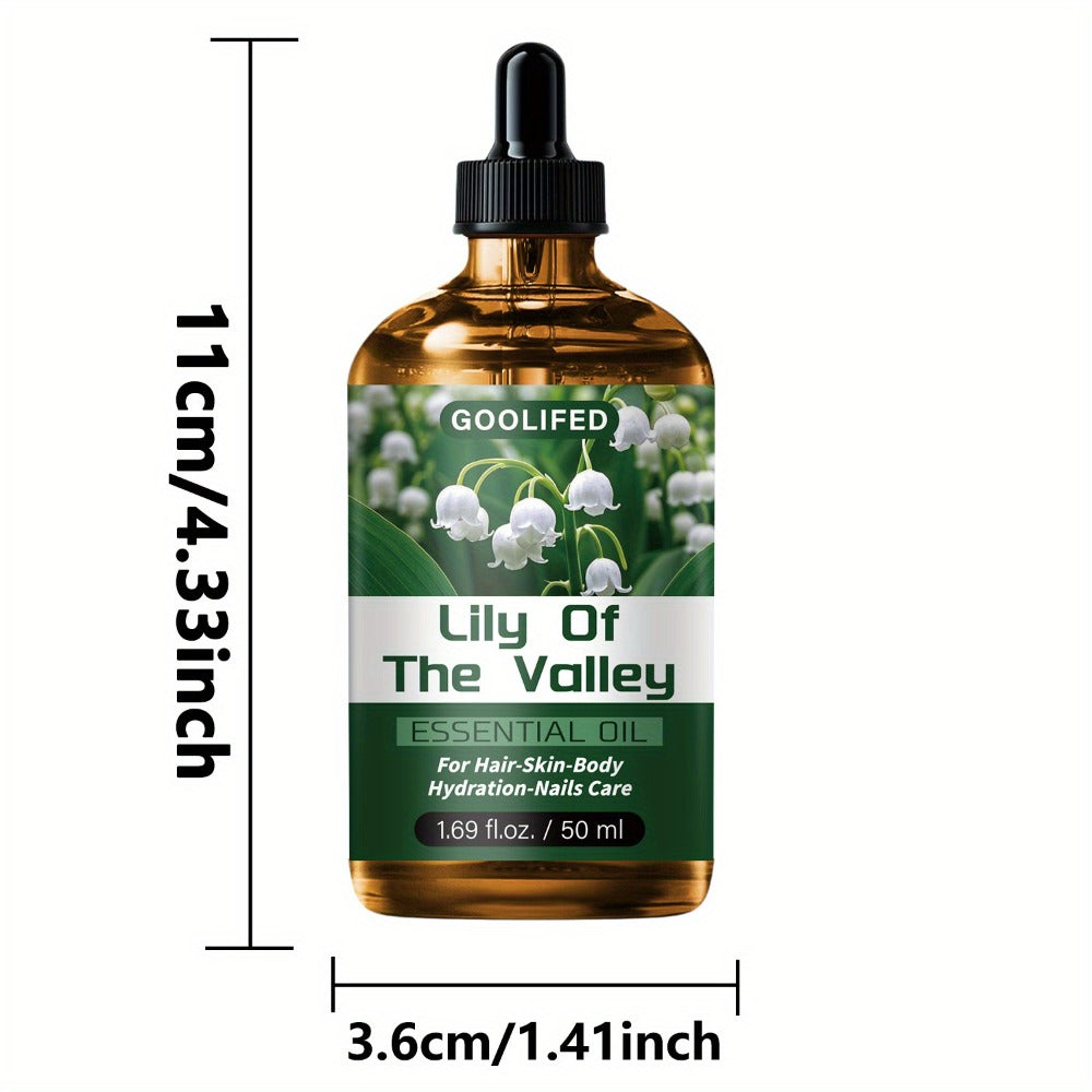 Essential Oil Lily of the Valley Moisturizing & Hydrating - Deep Conditioning Body Hair & Nail Oil No-Methanol Fresh Floral Scent for Dry Skin - Unisex Multipurpose Skin Care Oil 50ml 1.69fl oz