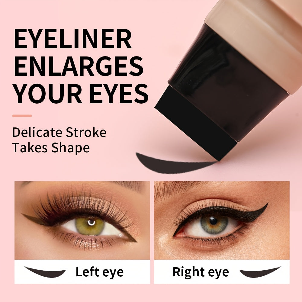 3pcs Double-headed Rotating Eyeliner Stamp Pen, Available In Two Colors (black/brown), One Stamp for Perfect Application, Quick-drying, Waterproof And Sweatproof, No Smudging, 24-hour Wear, Suitable for Beginners
