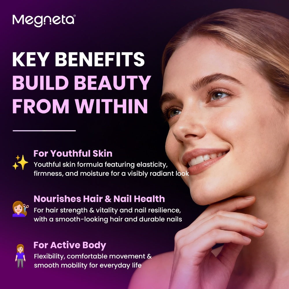 Collagen Powder Capsules - Type I, II, III, V, X with Vitamin C, Hyaluronic Acid & Biotin | for Skin Hydration & Elasticity, Hair & Nail | for Men & Women, 3-Party Tested, 90 Capsules