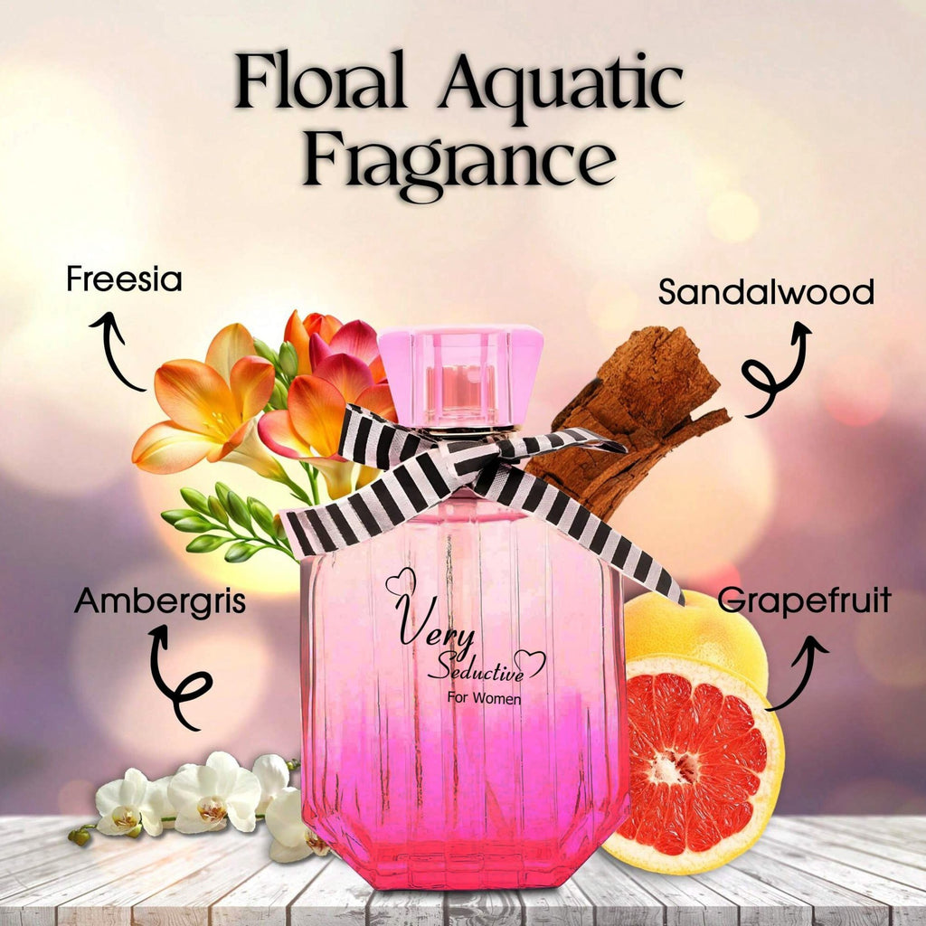 VERY SEDUCTIVE Women’s Eau de Parfum 3.4 Fl Oz | Floral-Woody Allure | Jasmine, Rose & Amber Musk Scent.
