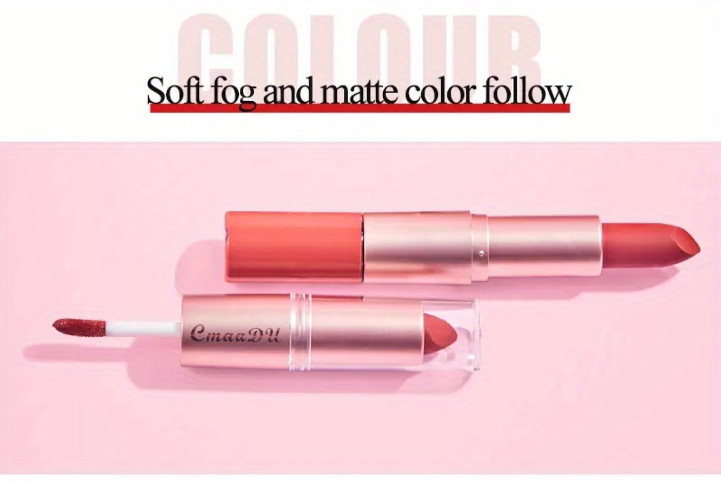 Matte Lipstick Set 4pcs - 2-in-1 Matte Lipstick & Lip Gloss Combo, Long-Lasting Comfortable Wear, Easy to Apply Velvety Lip Color, Perfect Valentine's Day Gift Set for Women