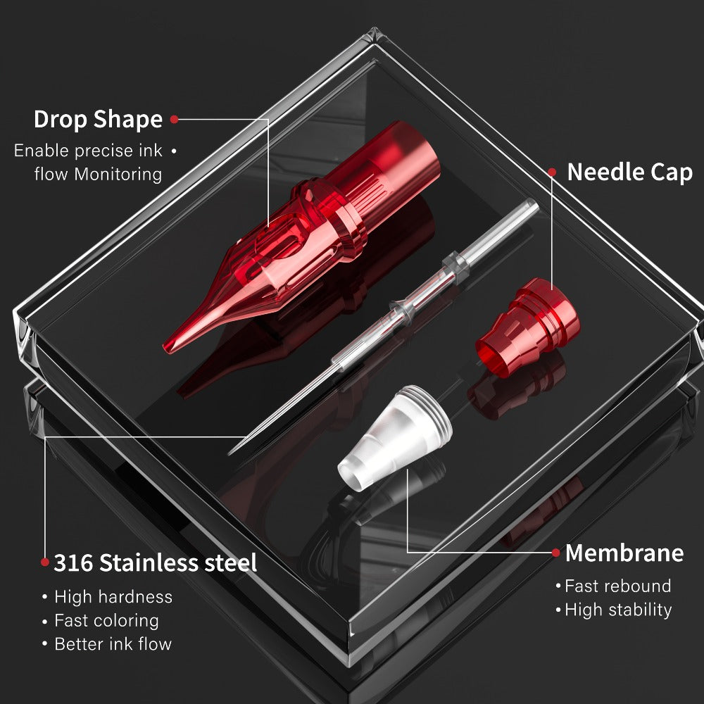 20/50pcs Neebol Tattoo Cartridge Needles Mixed Size Assorted Round Liner Shader Curved/Round Mag #10 #12 Bugpin Standard 3RL 5RL 7RL 9RL 11RL 5RS 7RS 9RS 7RM 9RM 9M1 for Tattoo Supplies And Equipment, Tattoo Gun Machine Kit Body Art Gift