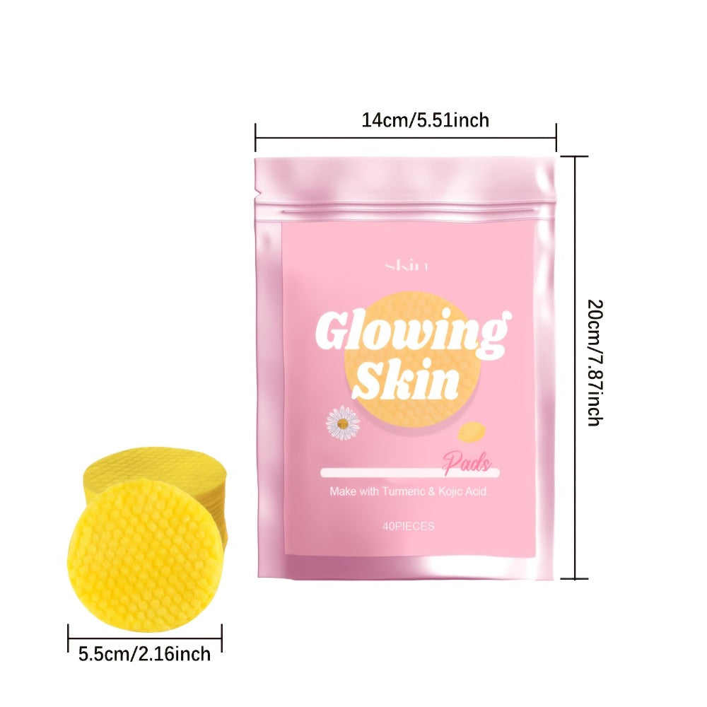 40/80pcs Turmeric & Kojic Acid Facial Cleansing Pads, Easy For Travel And Business Trips, Mild And Non-irritating, Suitable For All Skin Types, Birthday Easter'S & Mother'S Day Gifts