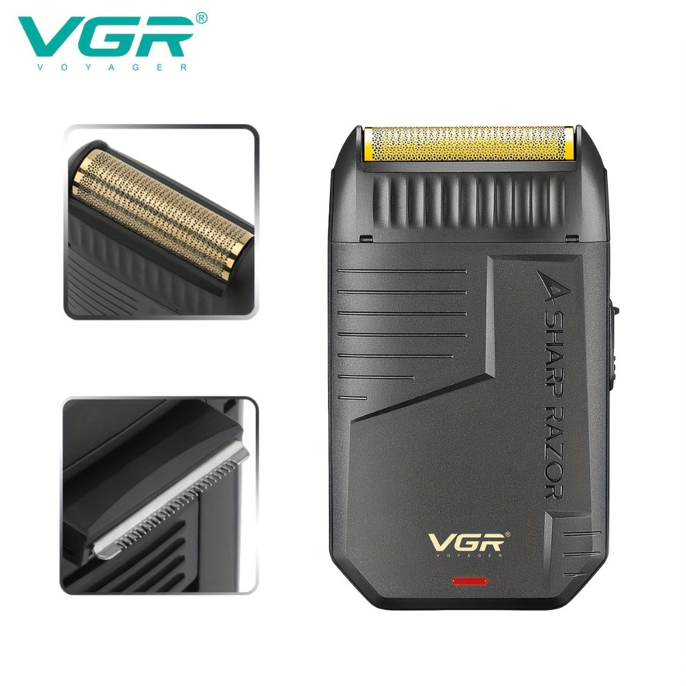 Electric Razor for Men VGR USB Rechargeable Cordless Foil Shaver Professional Beard Sideburn Trimmer Travel Hair Trimmer Minimalist Black Gift for Him