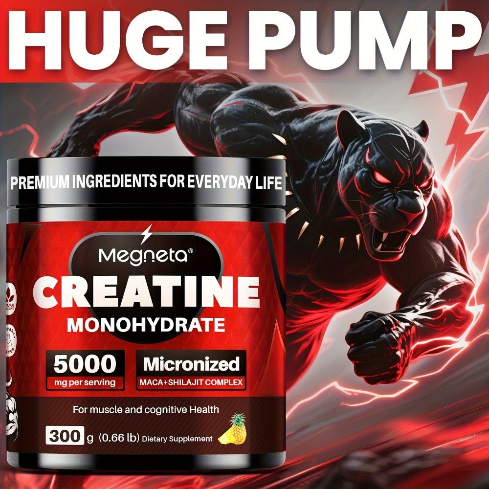 Creatine Monohydrate (Micronized, 5000 Mg Per Serving) - Strength, Power, Recharge, Focus - No Artificial Sweeteners And Flavors - 300 G (60 Servings)
