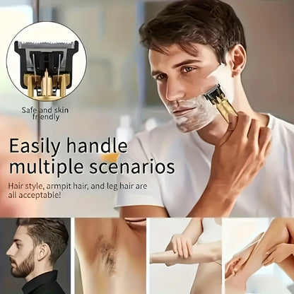 Beard Trimmer for Men USB Rechargeable Zero Contour Precision Edger Lithium Battery — Hair Clipper with Limit Comb ABS Body for Beard Facial Hair Body Grooming, Gold Black Bronze Home & Travel