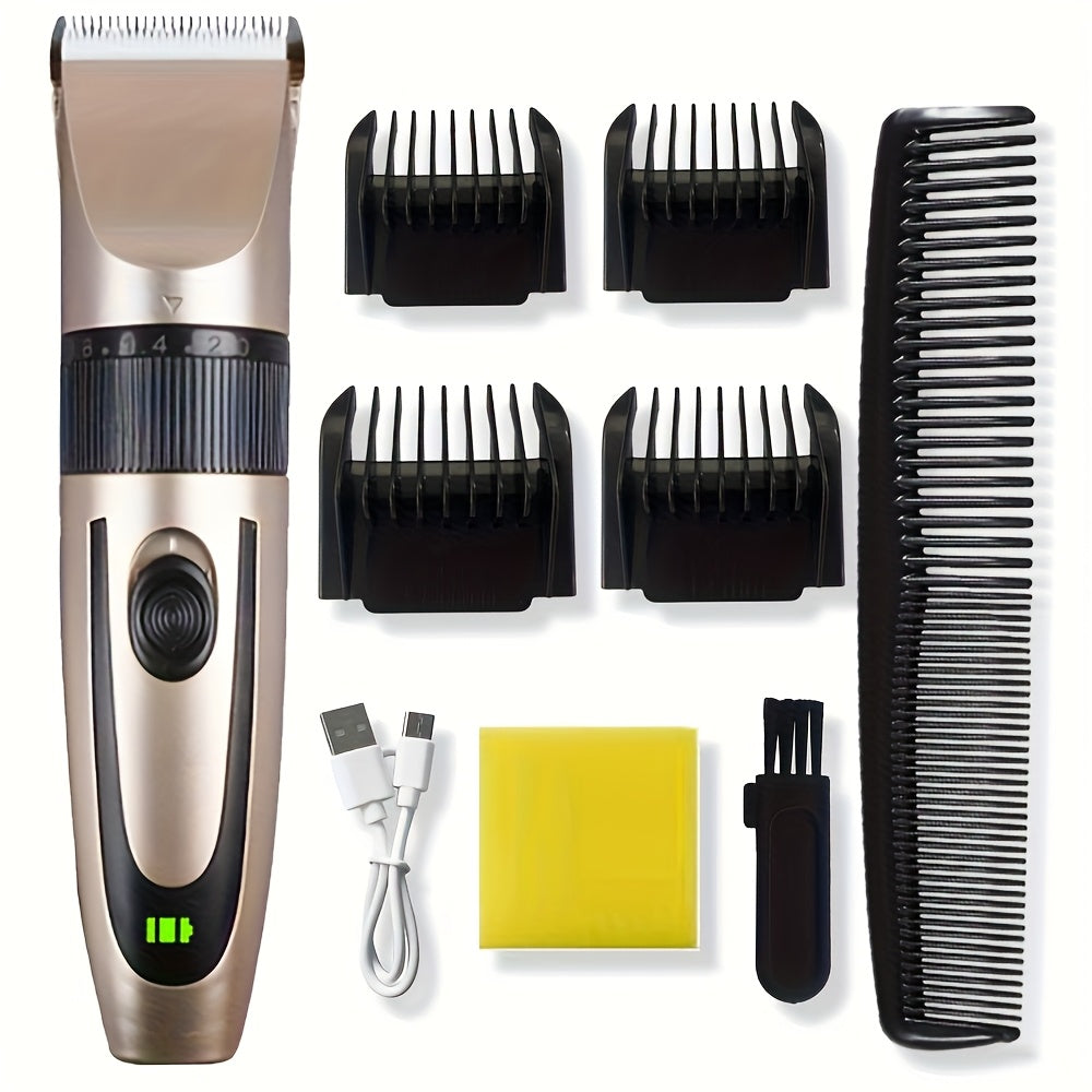 WEEME Men's Grooming&Shaving Kit 1/2/3pcs Set, Golden Balck Hair Clippers with LCD Display, USB Rechargeable, 8 Guide Combs, Trimmer And Shaver, with Cleaning Brushes And Comb, Gift for Men