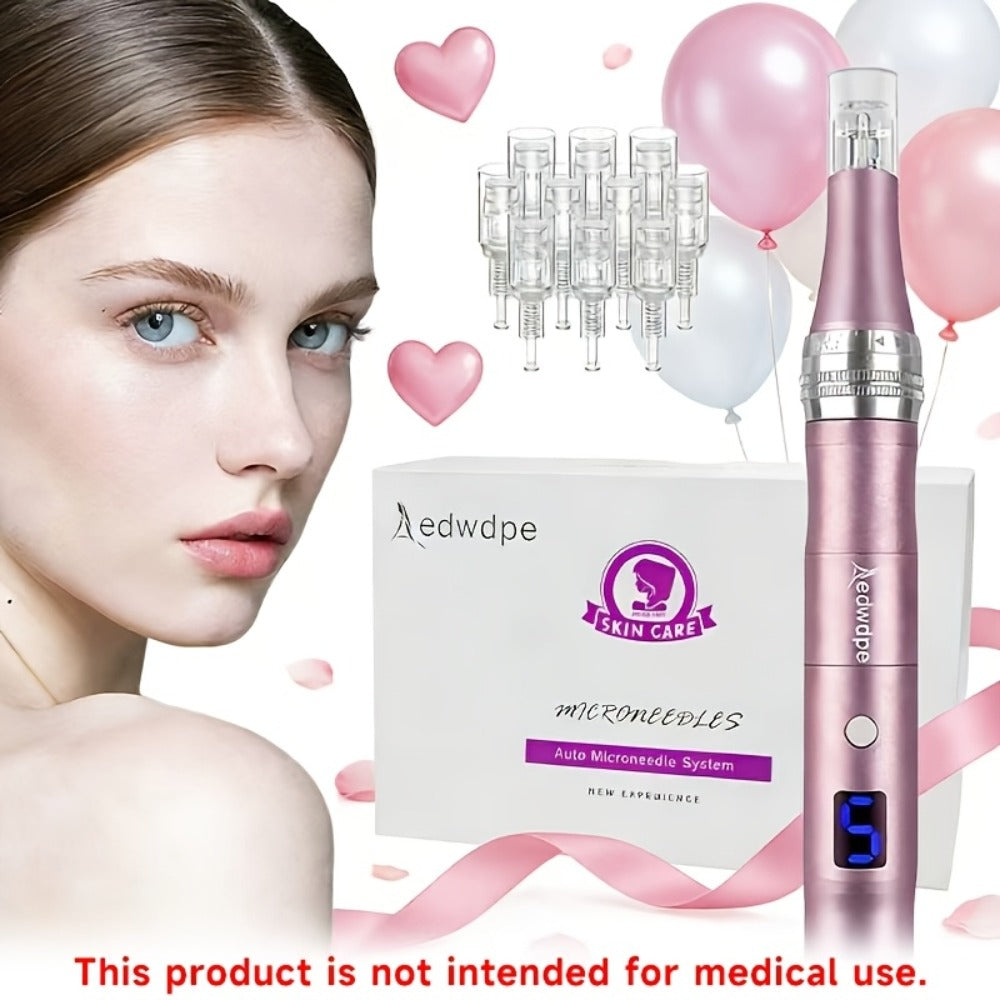 Household Skincare Electric Pen with 6 Adjustable Speeds, Wireless Design And Built-in Battery, 0.25mm Replacement Screw Heads, Available In Multiple Colors. Upgraded Aluminum Alloy Version with A Set Of 50 Accessory Heads.