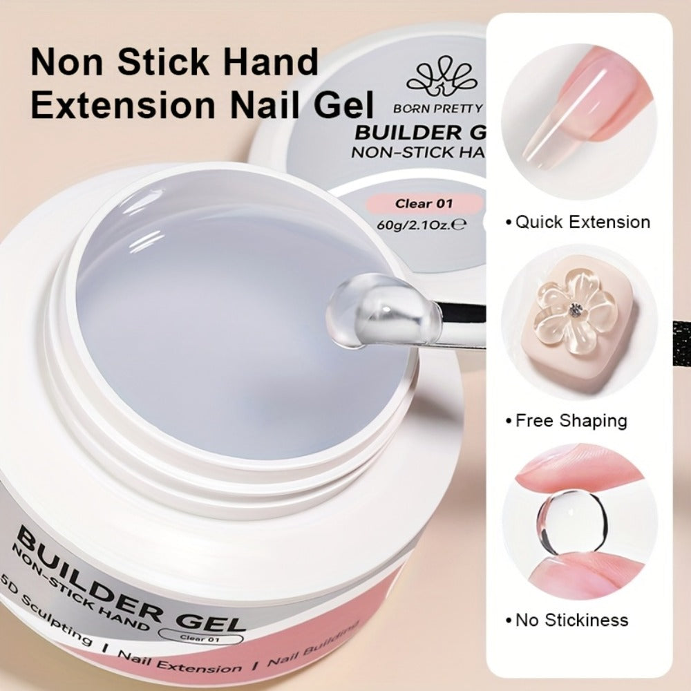 BORN PRETTY 60G Sculpting Gel No-Sticky Quick Extension Nail Gel Polish Clear Milky White 3D Carving Molding Glue Soak Off Construction Gel Vernis