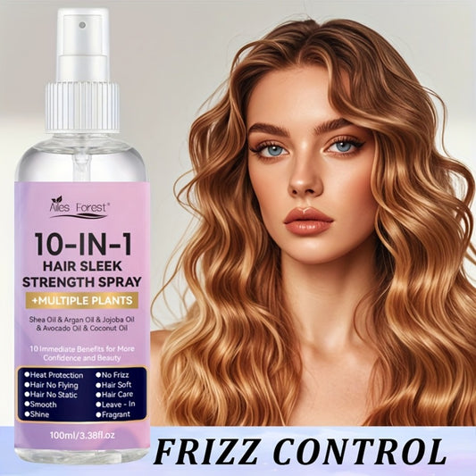 10-In-1 Hair Care Spray - No-Rinse Hair Spray, Fragrance-Free Hair Smoothing Spray, Anti-Frizz, Detangles, Adds Shine to Dry, Damaged Hair - Suitable for All Hair Types, 5-Second No-Rinse Conditioner, Stylish Bottle Design, Plant-Based Formula