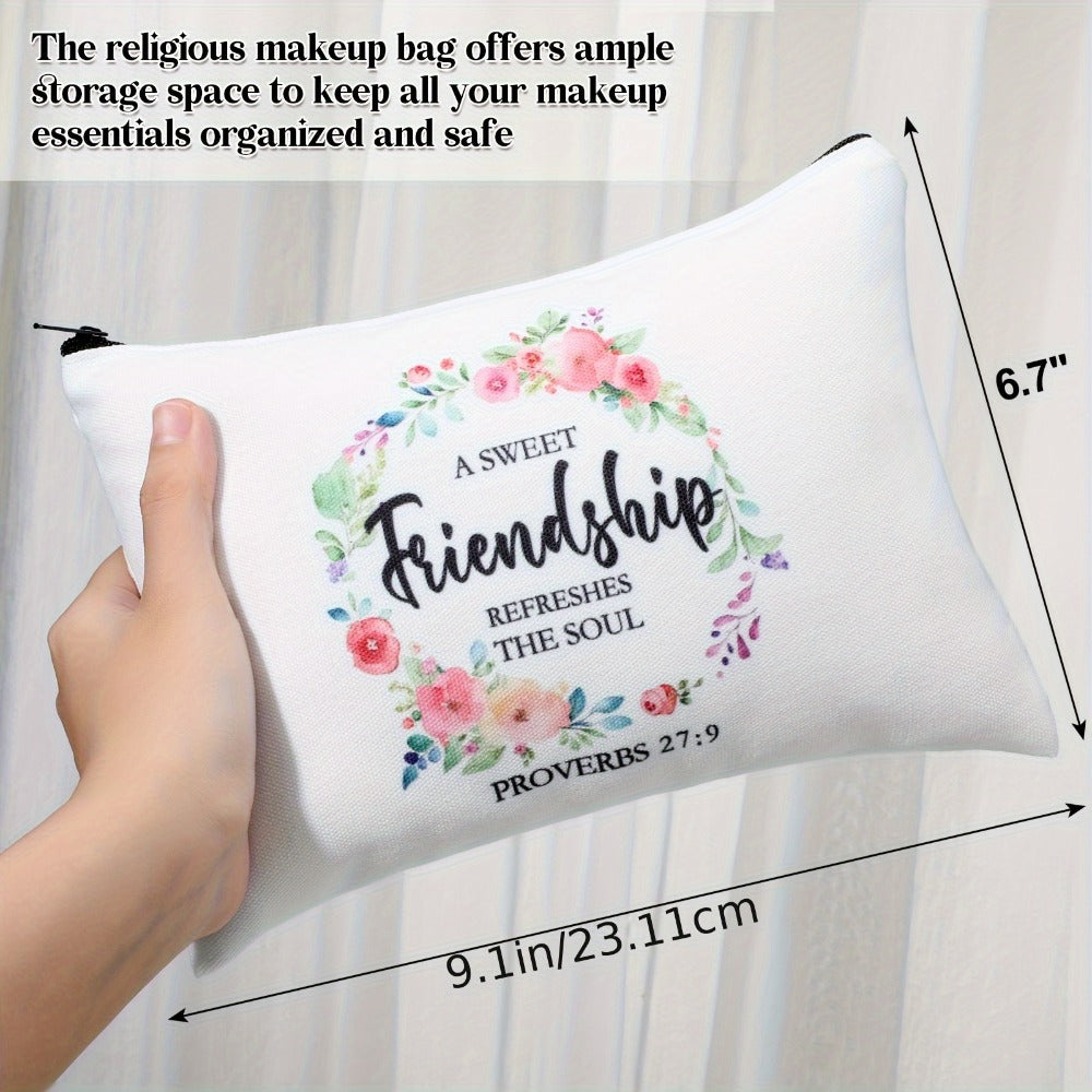 12pcs Sisters in Christ Makeup Bags Christian Gifts for Women Christian Secret Sister Cosmetic Bags Inspirational Religious Valentine Mother'S Day Birthday Gift for Best Friends
