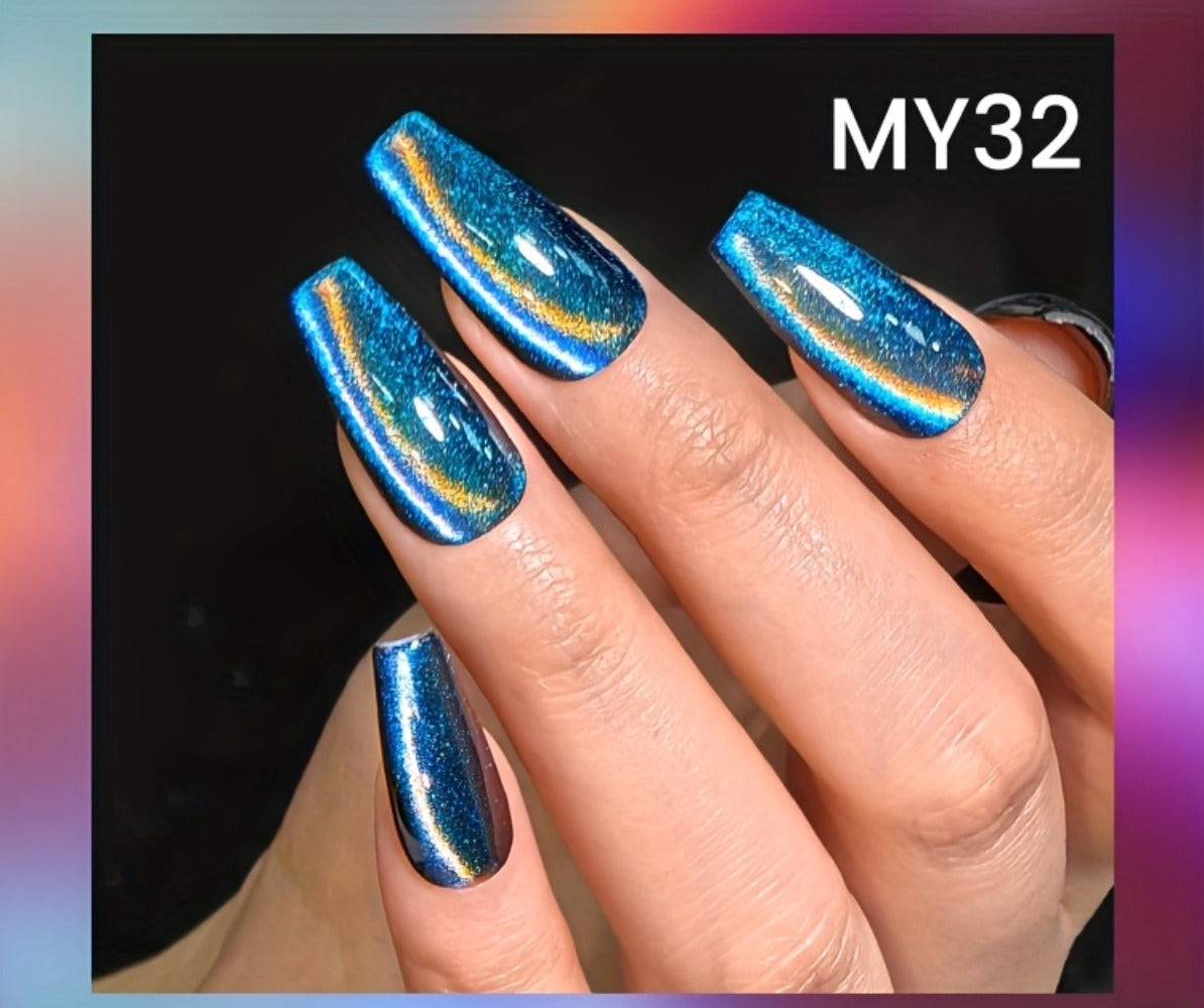 Cat Eye Magnetic Gel Nail Polish 6 Colors — 9D Polaris Glass Water Light Effect, Semi-Permanent Soak Off LED Gel, 0.34oz Each | BORN PRETTY Nail Gel Set