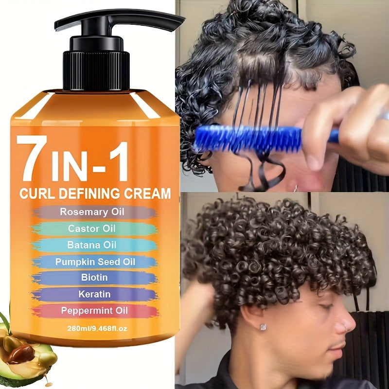 Upgraded Curl Styling Cream, Containing Seven Hair Care Ingredients Such As Argan Oil And Rosemary Oil - Natural Fluffy, Long-lasting Styling, Moisturizing, Suitable for Waves And Curly Hair, Curling Products And Hair Care Products to Protect Hair
