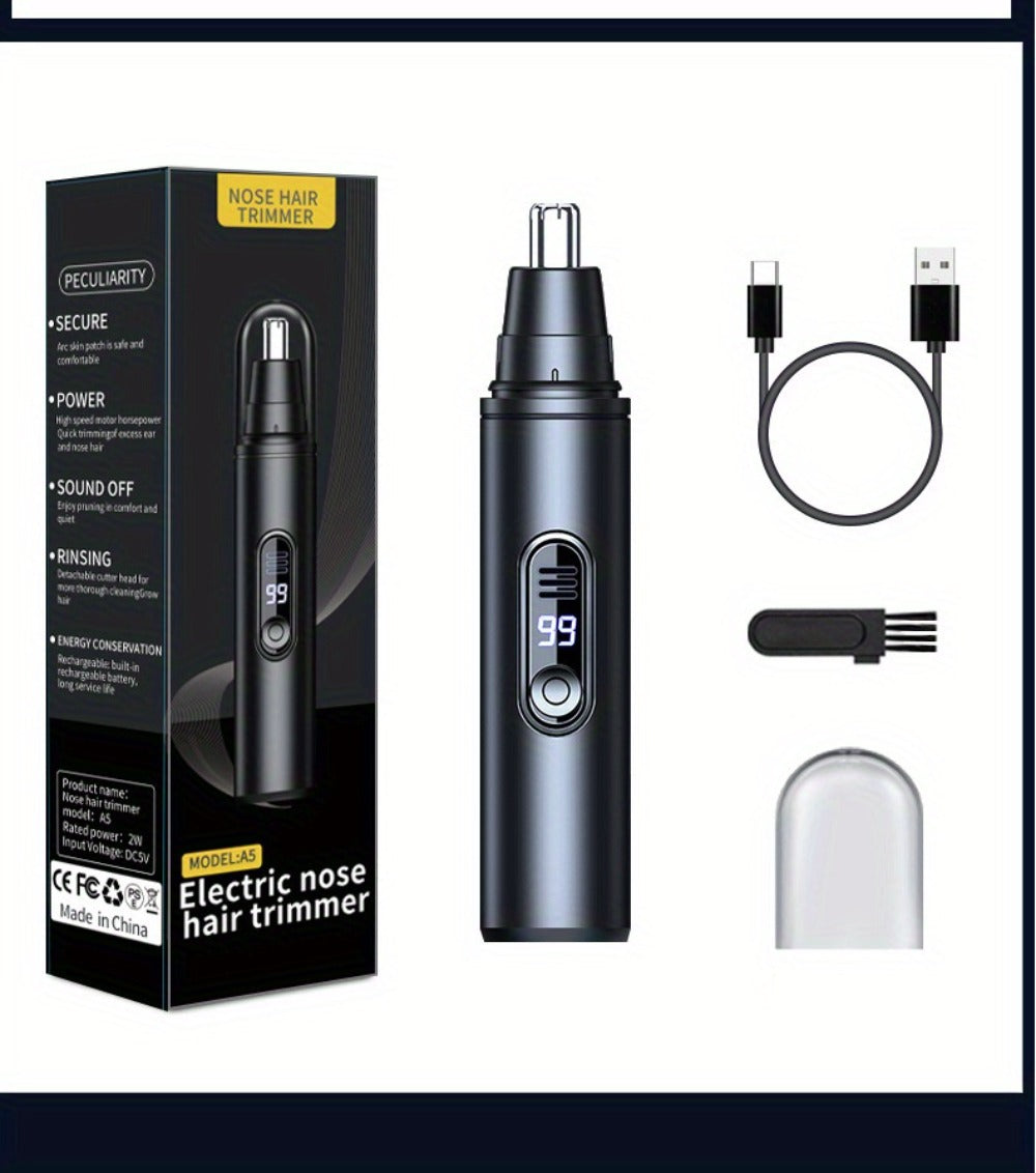 Electric Nose Hair Trimmer, Painless Facial Hair Removal Device for Men And Women - with LED Display Screen, USB Charging, Suitable for Trimming Nose Hair, Ear Hair, Eyebrows, Etc