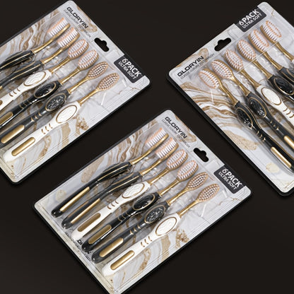 Soft Bristle Toothbrush Travel Set Anti-Slip Olive Handle Full Size Head Gentle Cleaning Oral Care for Adults Couples Household Gloryin 6pcs 12pcs