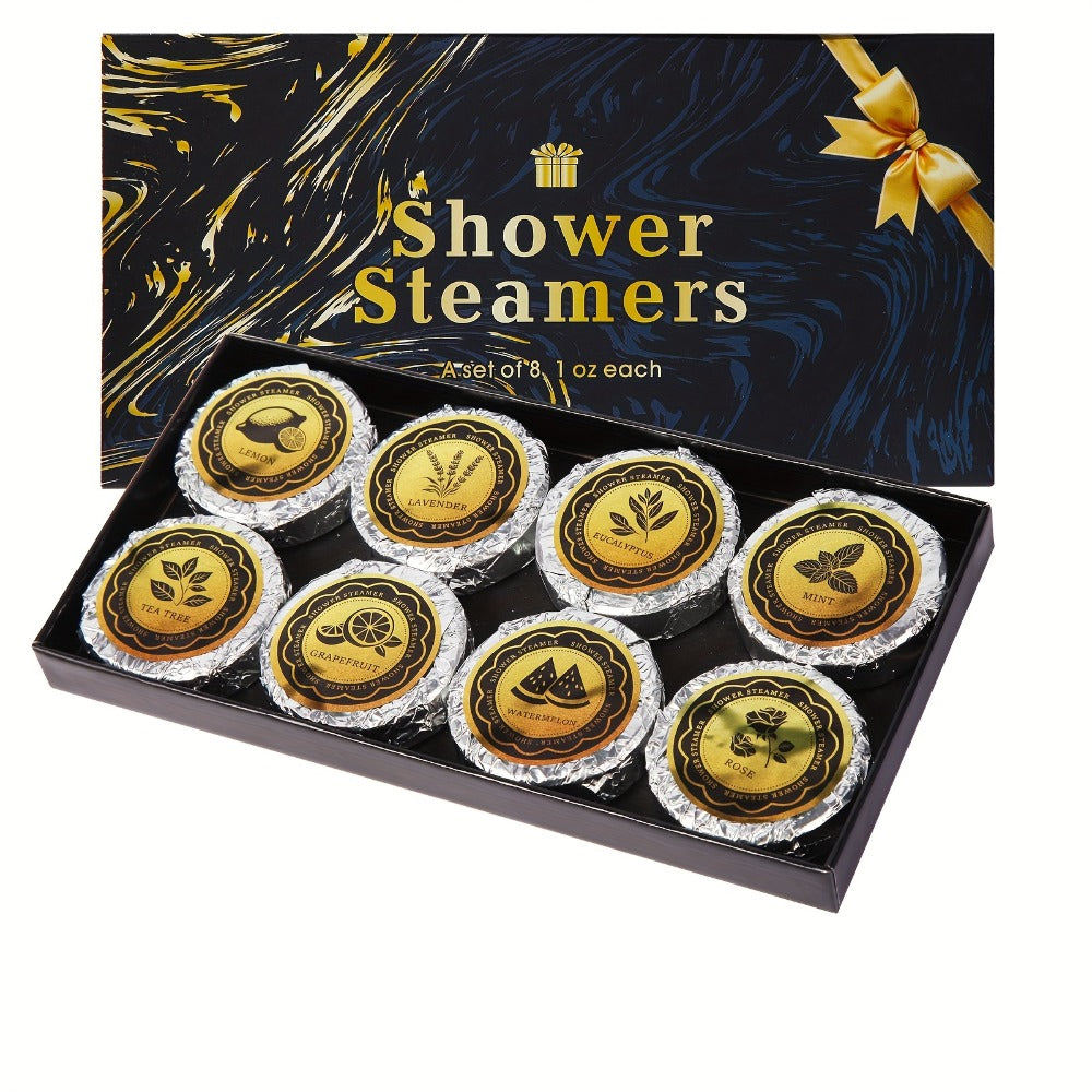 Shower Steamers 8 Pack Essential Oil Aromatherapy - Lavender, Eucalyptus, Rose, Peppermint & More Scents | Self Care Bath Bombs Gift Set for Women & Men, 30g Each